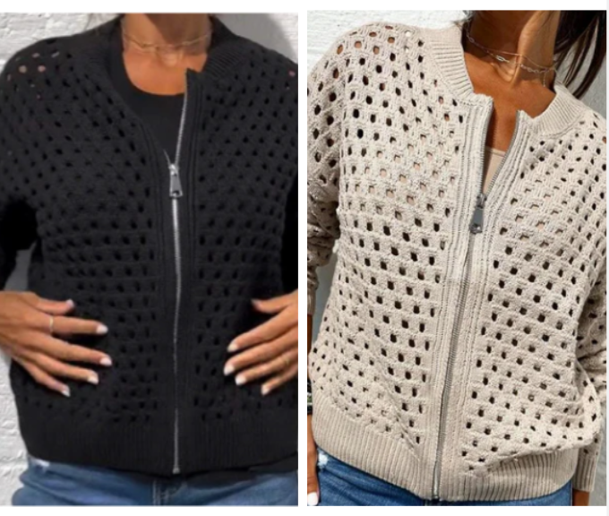 Raluca - Casual Knitted Jacket With Zipper