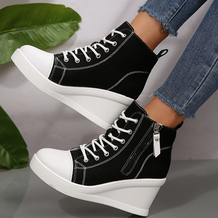Josiane - Comfortable Wedge Sneaker With Side Zipper