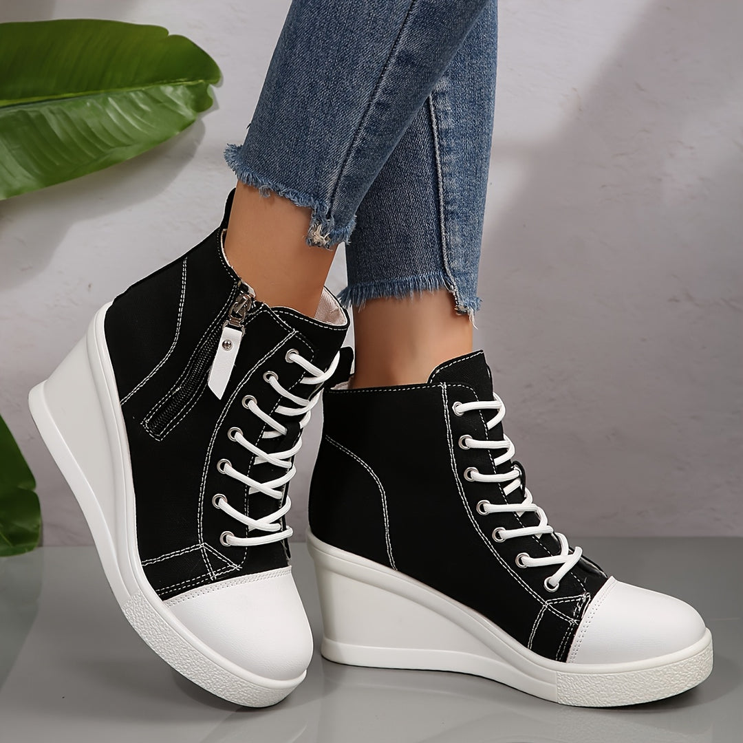 Josiane - Comfortable Wedge Sneaker With Side Zipper