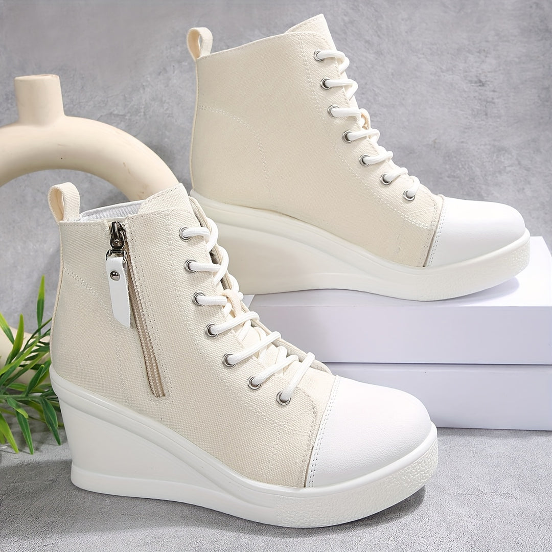 Josiane - Comfortable Wedge Sneaker With Side Zipper