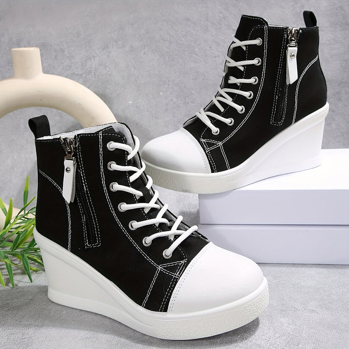 Josiane - Comfortable Wedge Sneaker With Side Zipper