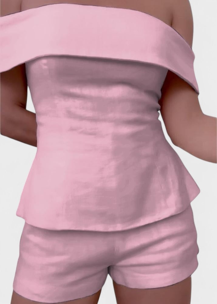 Shalita - Off Shoulder Linen Two Piece Set