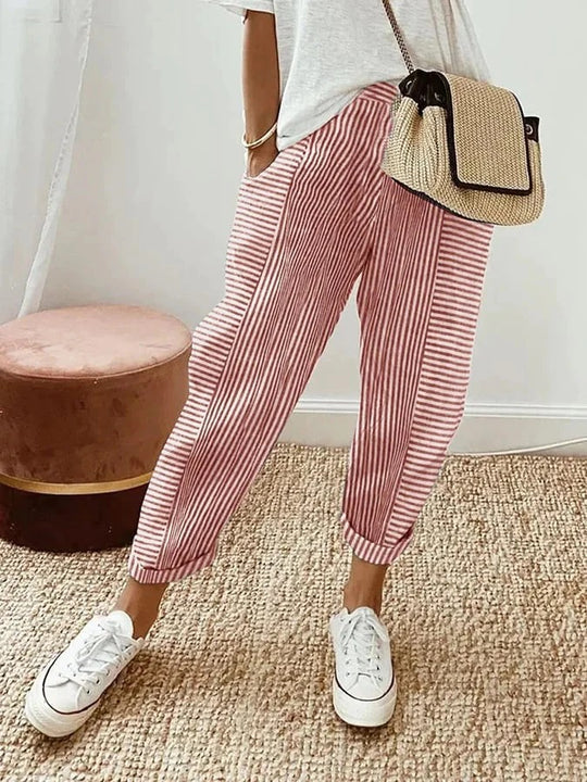 Stefana - Striped Cotton Pants
