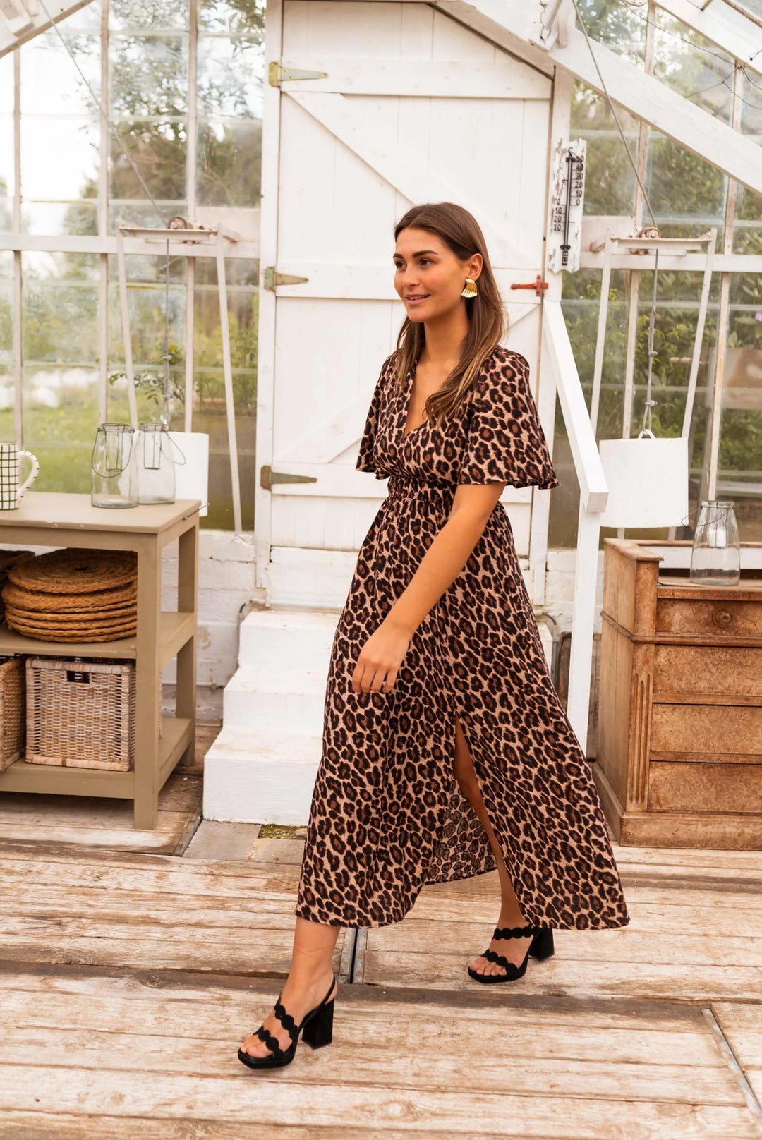 Coralie - Stylish Leopard Print Maxi Dress