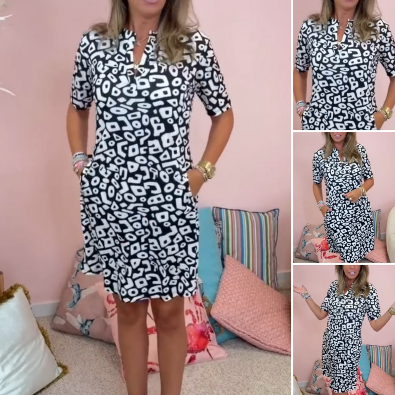 Aluna - Casual Geometric Print Mini Dress