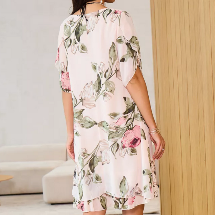 Merita - Fashionable Chiffon Dress With Petals