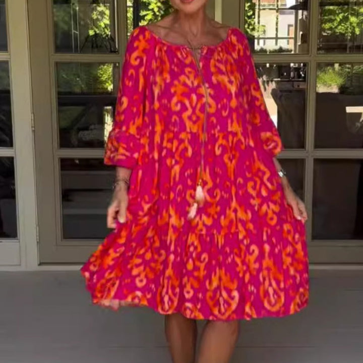 Toula - Elegant Loose Fit Midi Dress