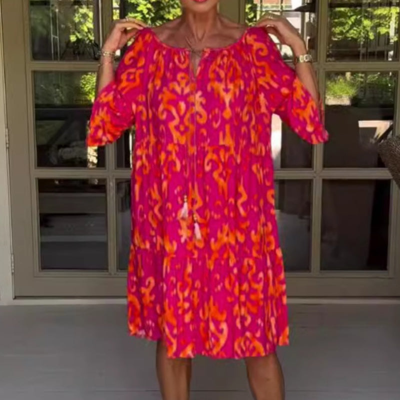 Toula - Elegant Loose Fit Midi Dress