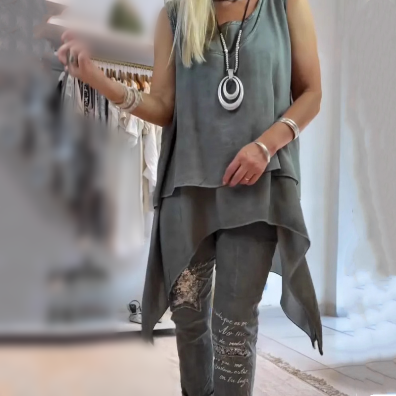 Sousana - Sleeveless Top and Printed Pant