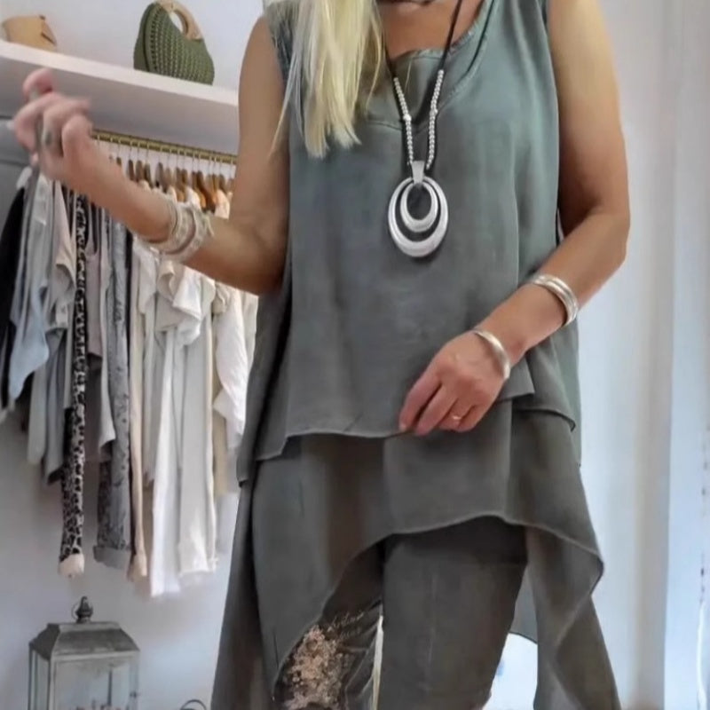 Sousana - Sleeveless Top and Printed Pant