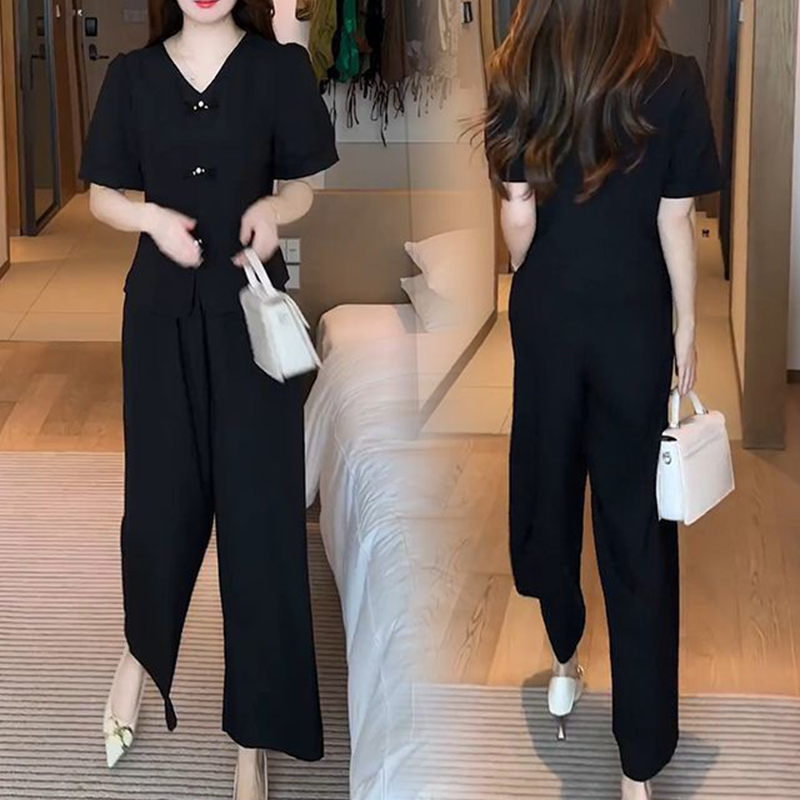 Eseniya - Elegant Short Sleeve Two Piece Set