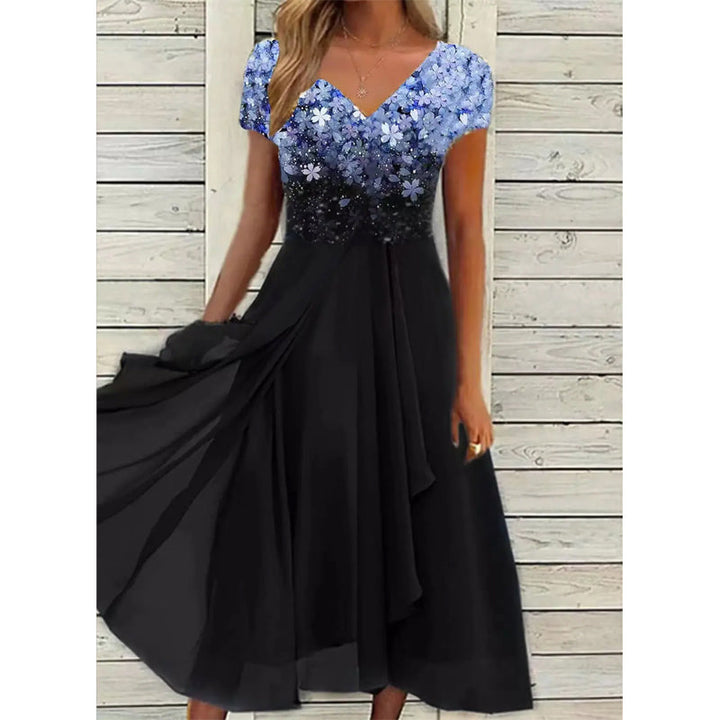 Doina - Stylish V Neck Printed Dress