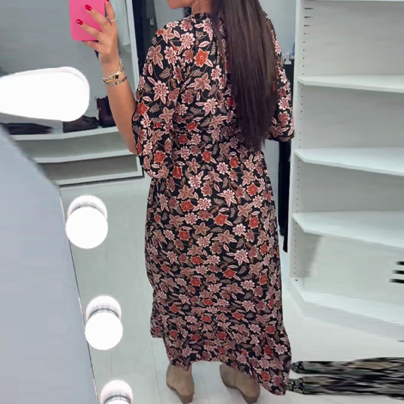 Meika - Printed V-Neck Maxi Dress