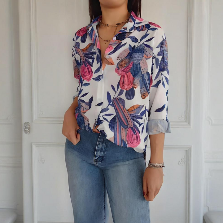 Garner - Stylish Plant Shirt With Flower Print