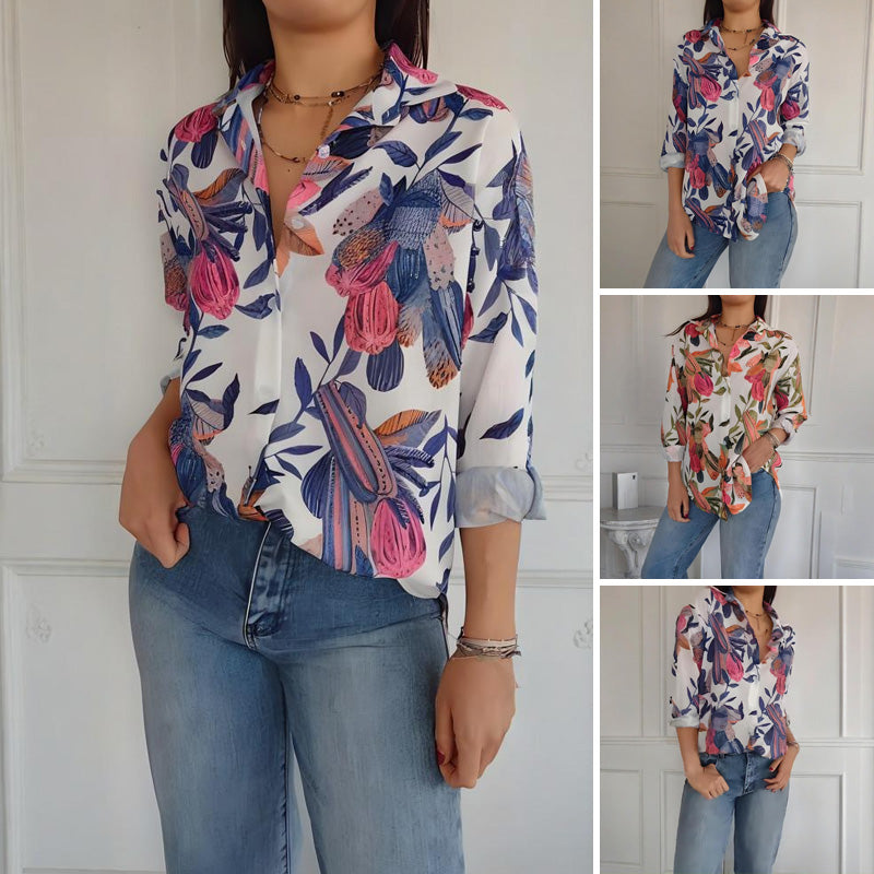Garner - Stylish Plant Shirt With Flower Print
