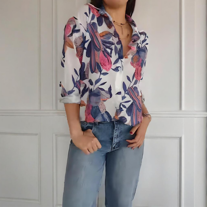 Garner - Stylish Plant Shirt With Flower Print