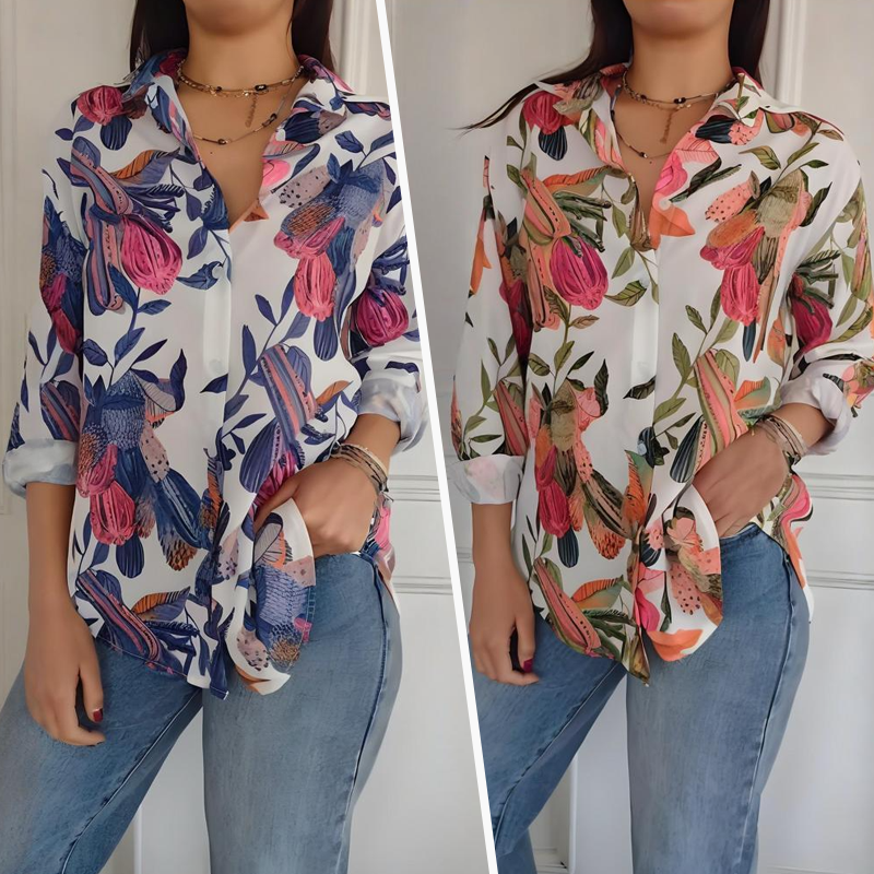 Garner - Stylish Plant Shirt With Flower Print