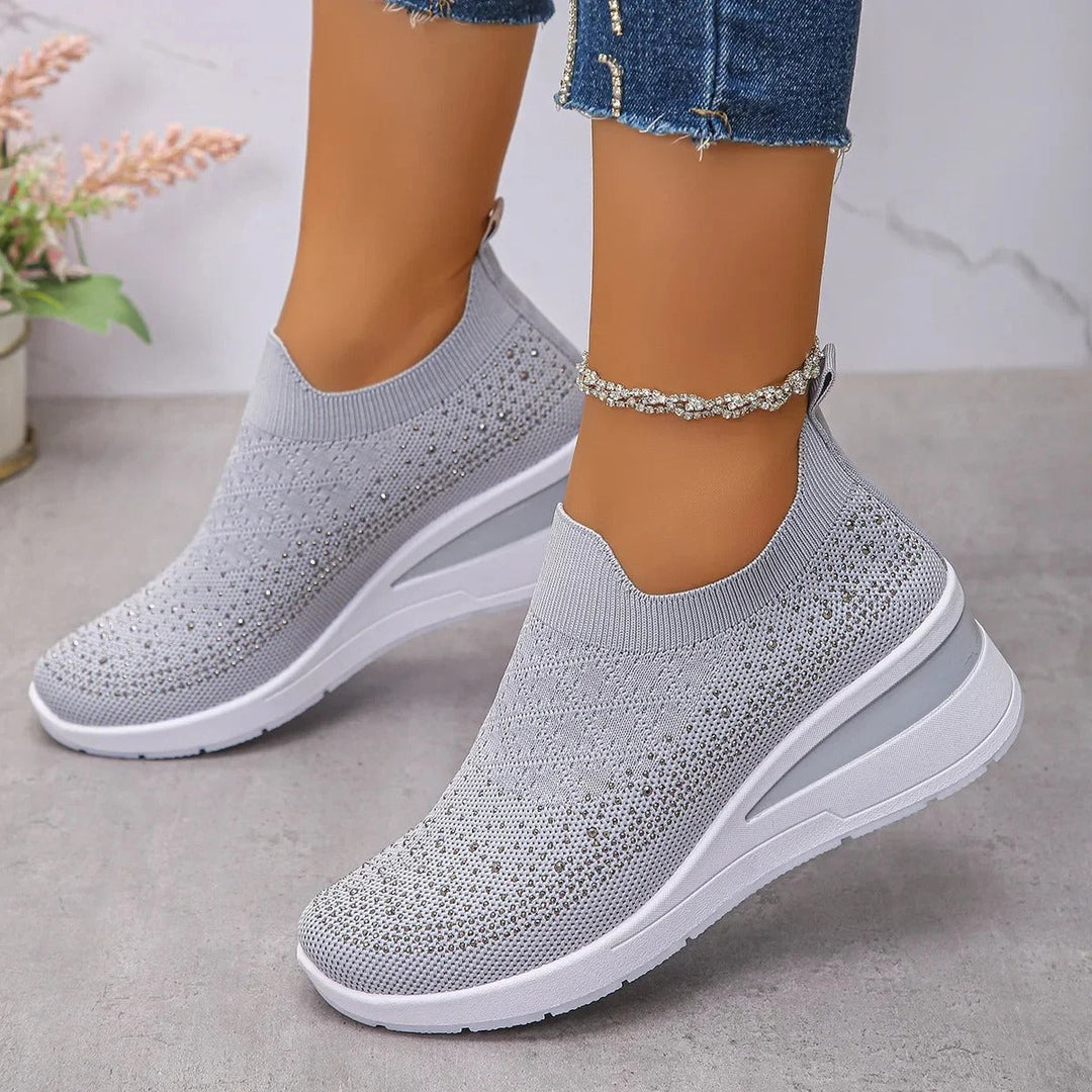 Loretha - Orthopedic Wedge Sneakers With Mesh Crystal
