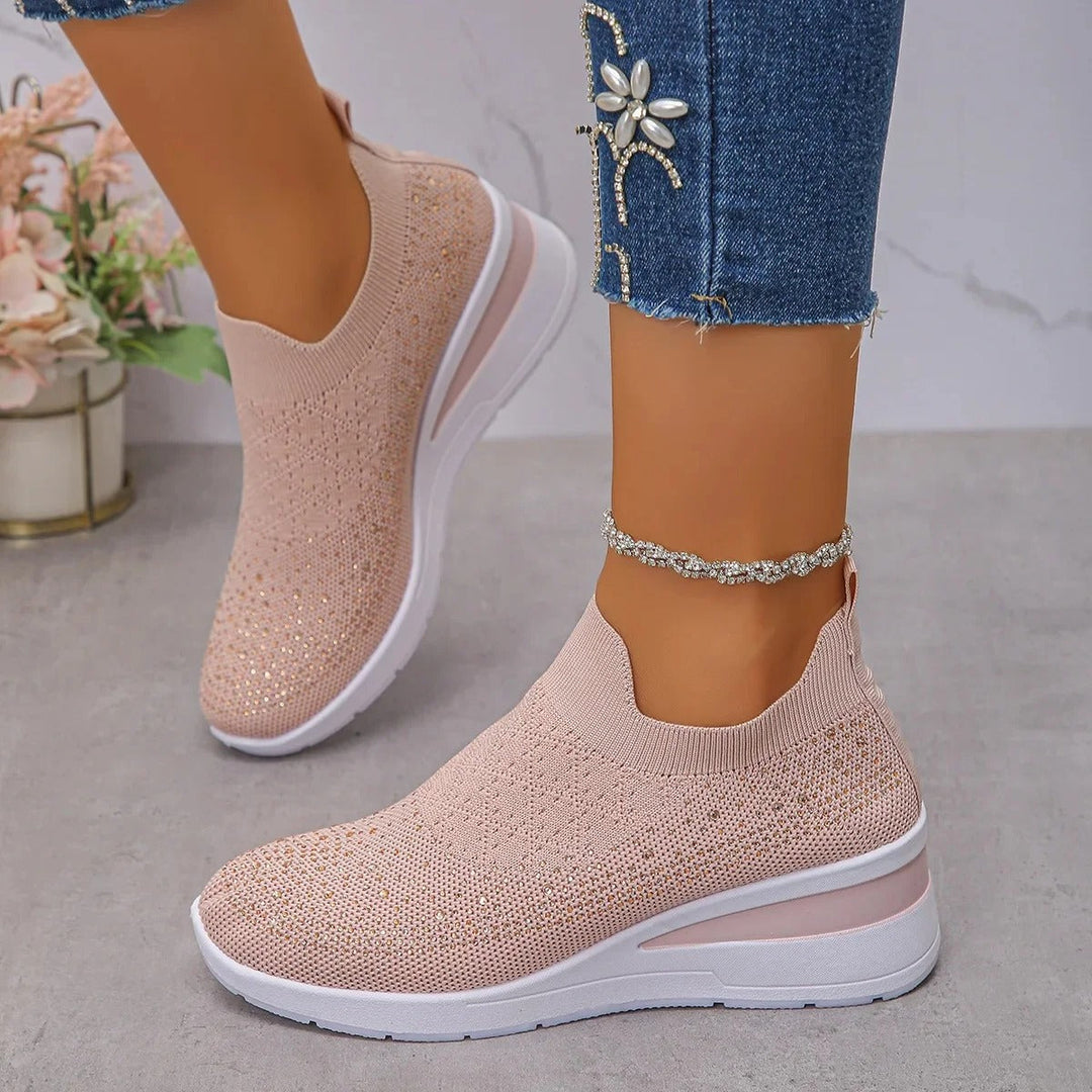 Loretha - Orthopedic Wedge Sneakers With Mesh Crystal
